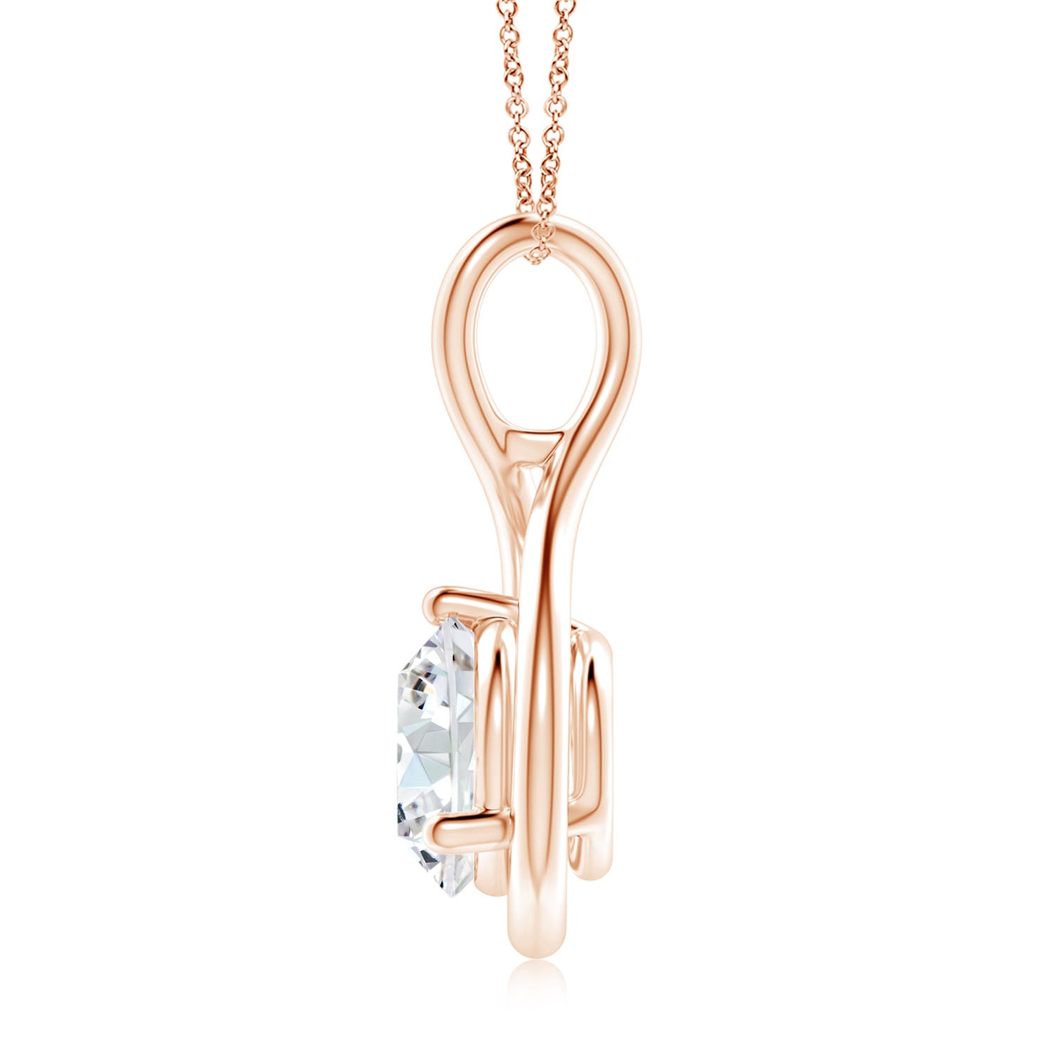 9.1mm FGVS Lab-Grown Solitaire Round Diamond Infinity Twist Pendant in 18K Rose Gold