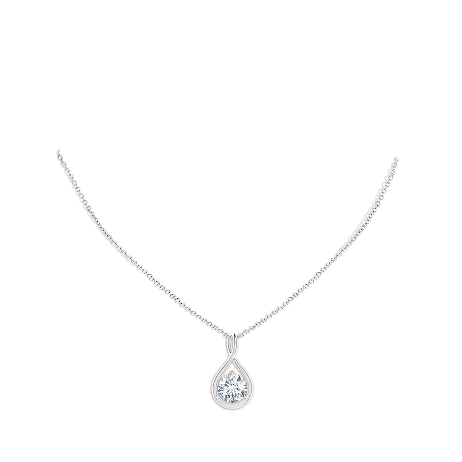 9.1mm FGVS Lab-Grown Solitaire Round Diamond Infinity Twist Pendant in 18K White Gold pen