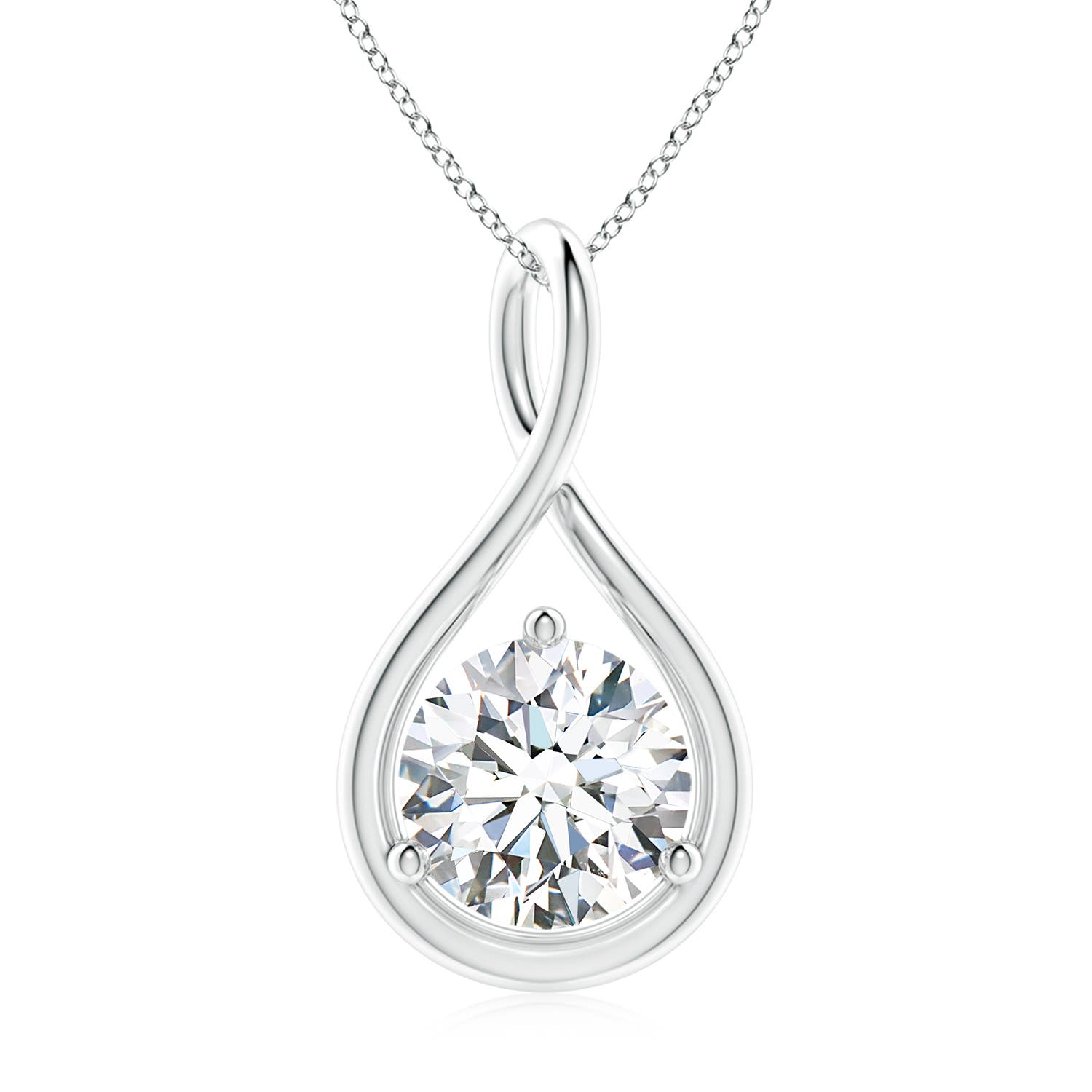 9.1mm FGVS Lab-Grown Solitaire Round Diamond Infinity Twist Pendant in P950 Platinum