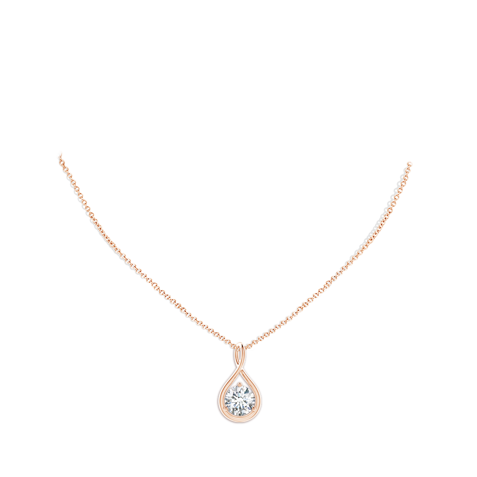 9.1mm FGVS Lab-Grown Solitaire Round Diamond Infinity Twist Pendant in Rose Gold pen
