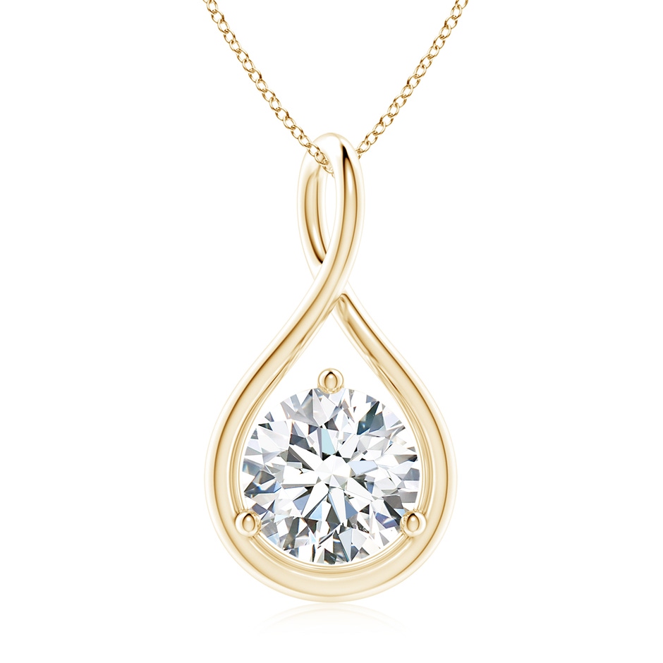 9.1mm FGVS Lab-Grown Solitaire Round Diamond Infinity Twist Pendant in Yellow Gold 