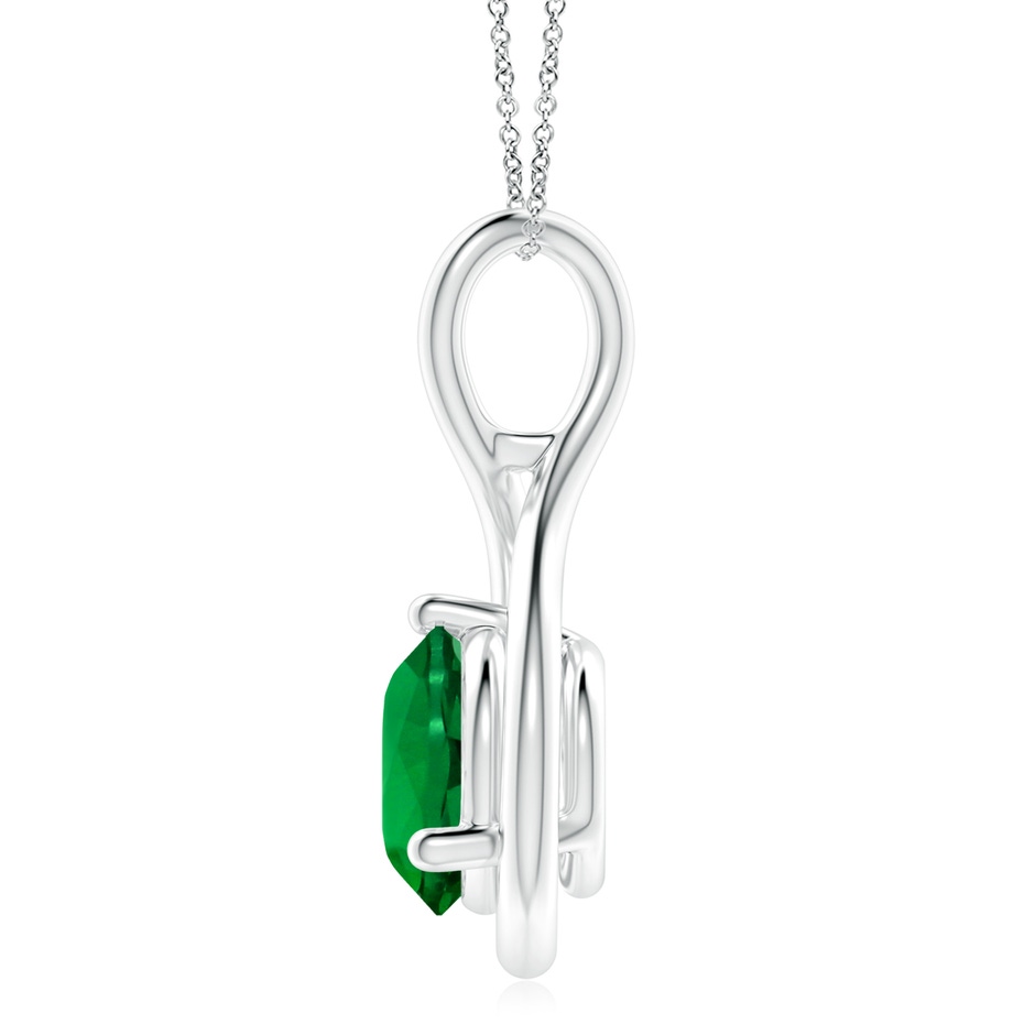 10mm Labgrown Lab-Grown Solitaire Round Emerald Infinity Twist Pendant in 18K White Gold side 199