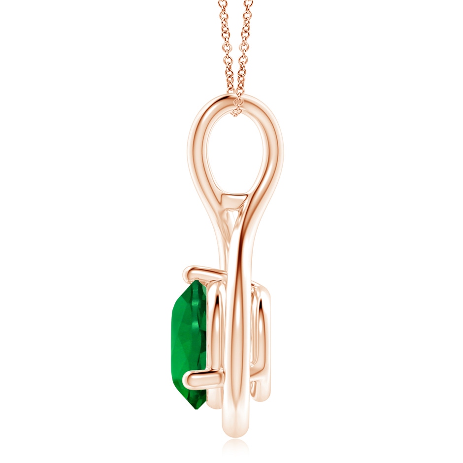 10mm Labgrown Lab-Grown Solitaire Round Emerald Infinity Twist Pendant in Rose Gold side 199