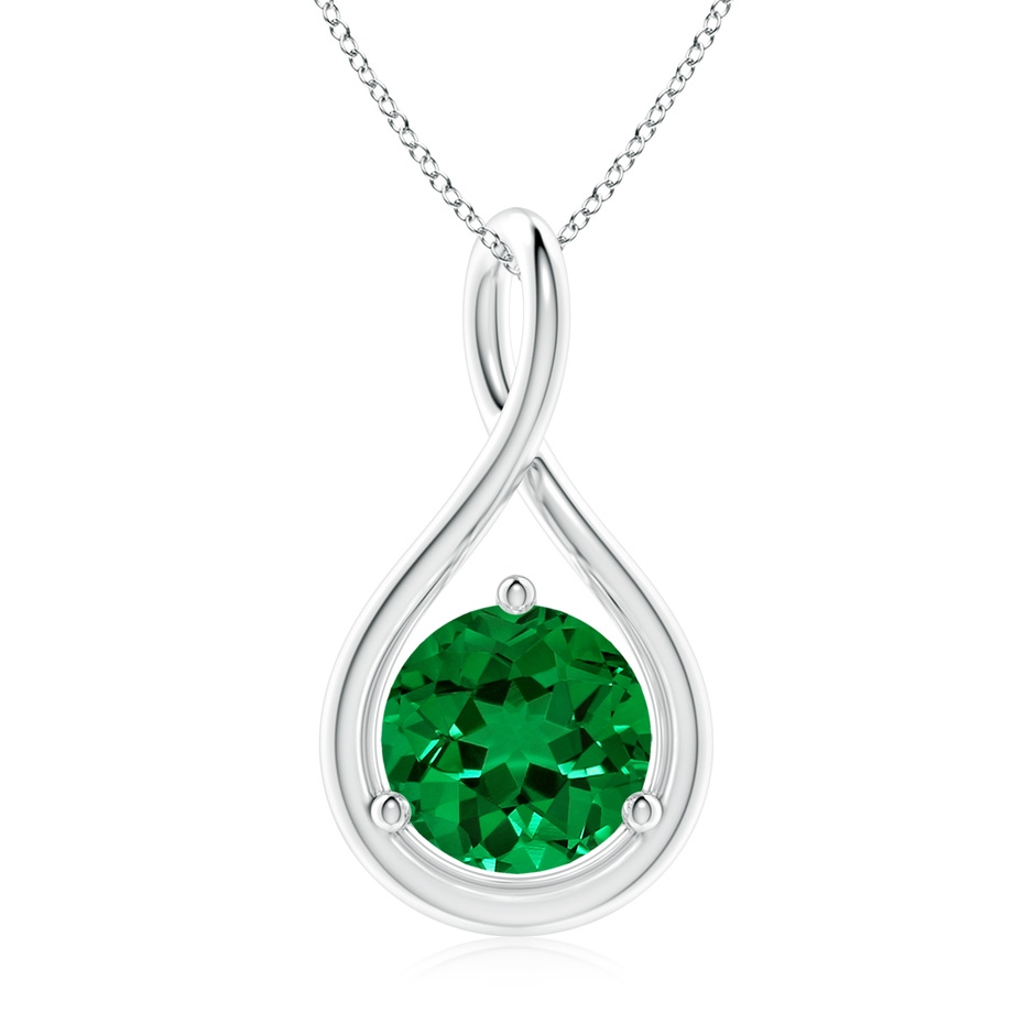 8mm Labgrown Lab-Grown Solitaire Round Emerald Infinity Twist Pendant in P950 Platinum 