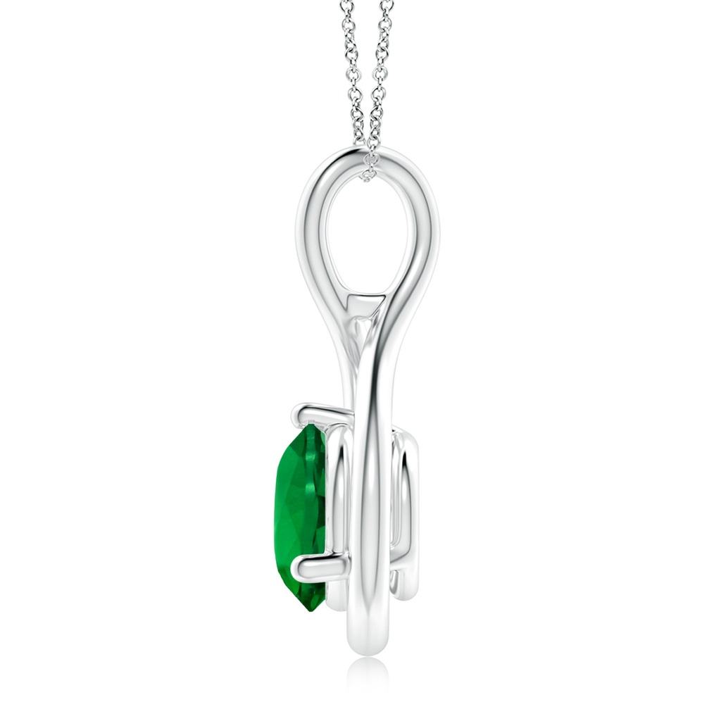 8mm Labgrown Lab-Grown Solitaire Round Emerald Infinity Twist Pendant in White Gold - side 199