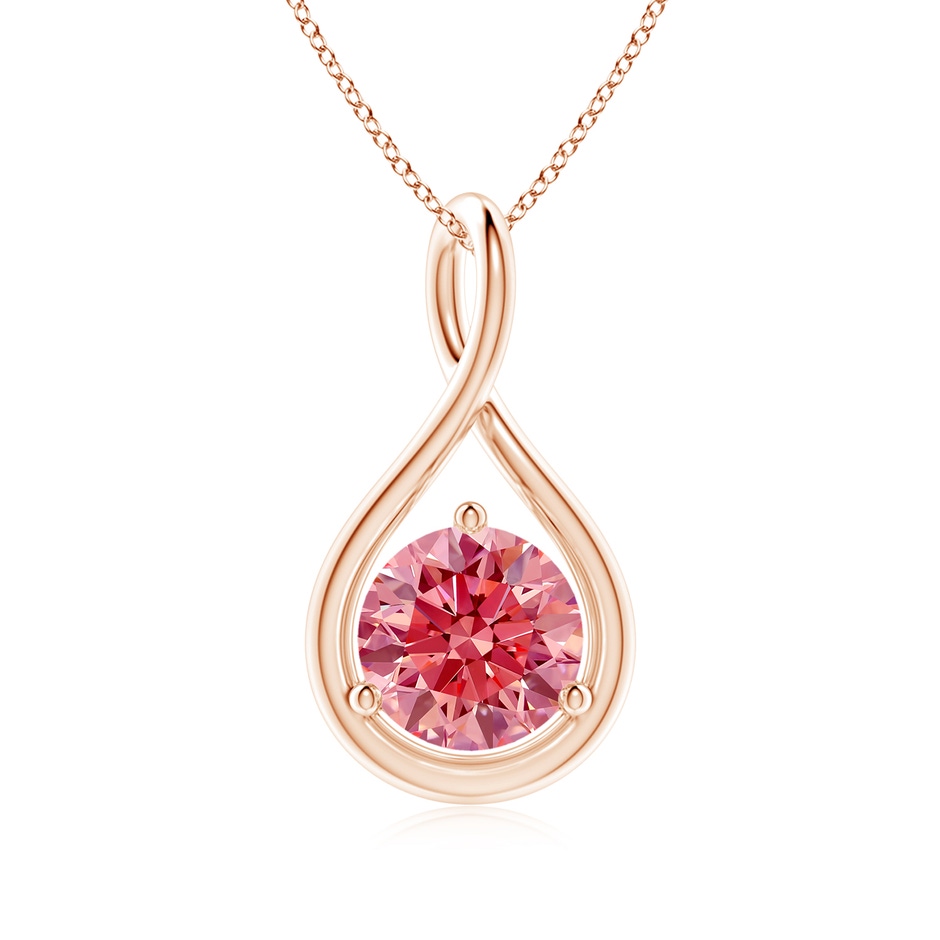 6.4mm Labgrown Solitaire Round Lab-Grown Fancy Intense Pink Diamond Infinity Twist Pendant in Rose Gold 