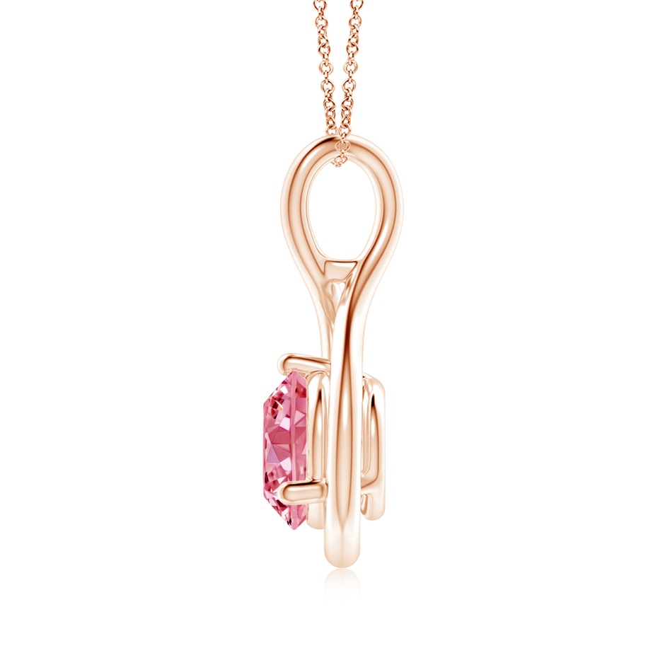 6.4mm Labgrown Solitaire Round Lab-Grown Fancy Intense Pink Diamond Infinity Twist Pendant in Rose Gold side 199