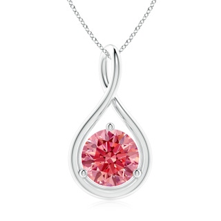 8mm Labgrown Solitaire Round Lab-Grown Fancy Intense Pink Diamond Infinity Twist Pendant in P950 Platinum
