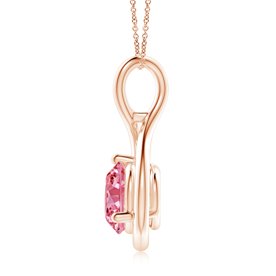 8mm Labgrown Solitaire Round Lab-Grown Fancy Intense Pink Diamond Infinity Twist Pendant in Rose Gold side 199