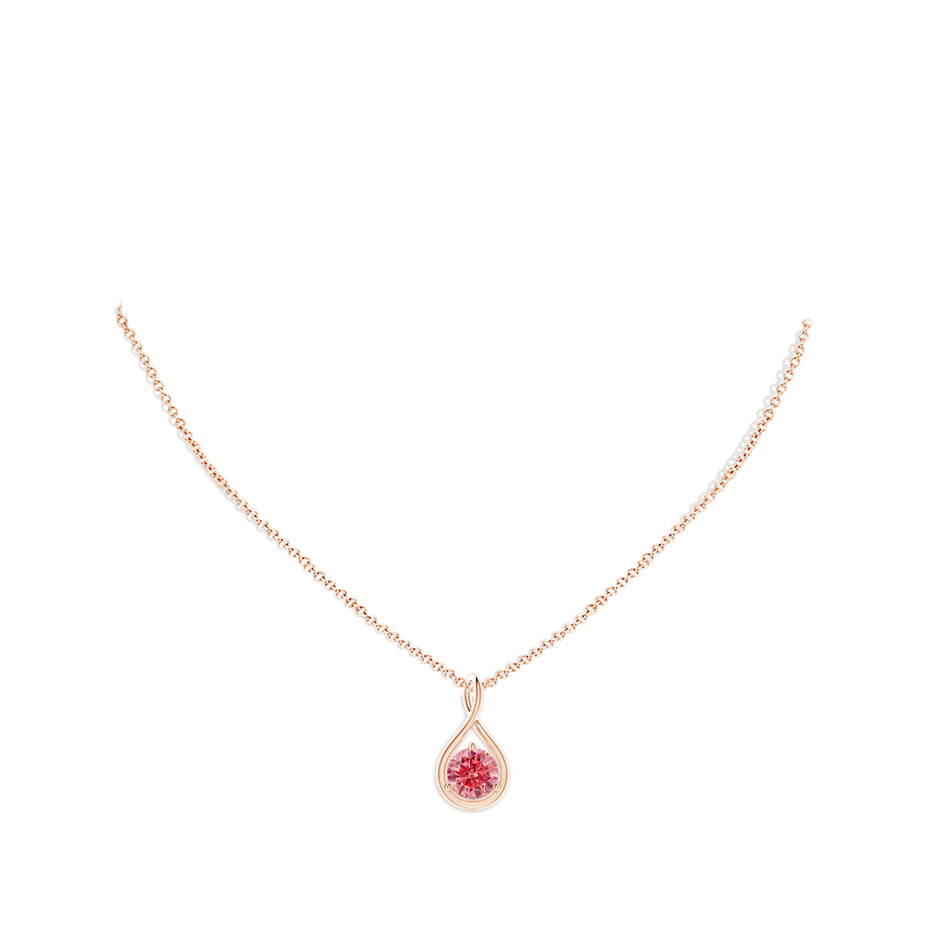 8mm Labgrown Solitaire Round Lab-Grown Fancy Intense Pink Diamond Infinity Twist Pendant in Rose Gold pen