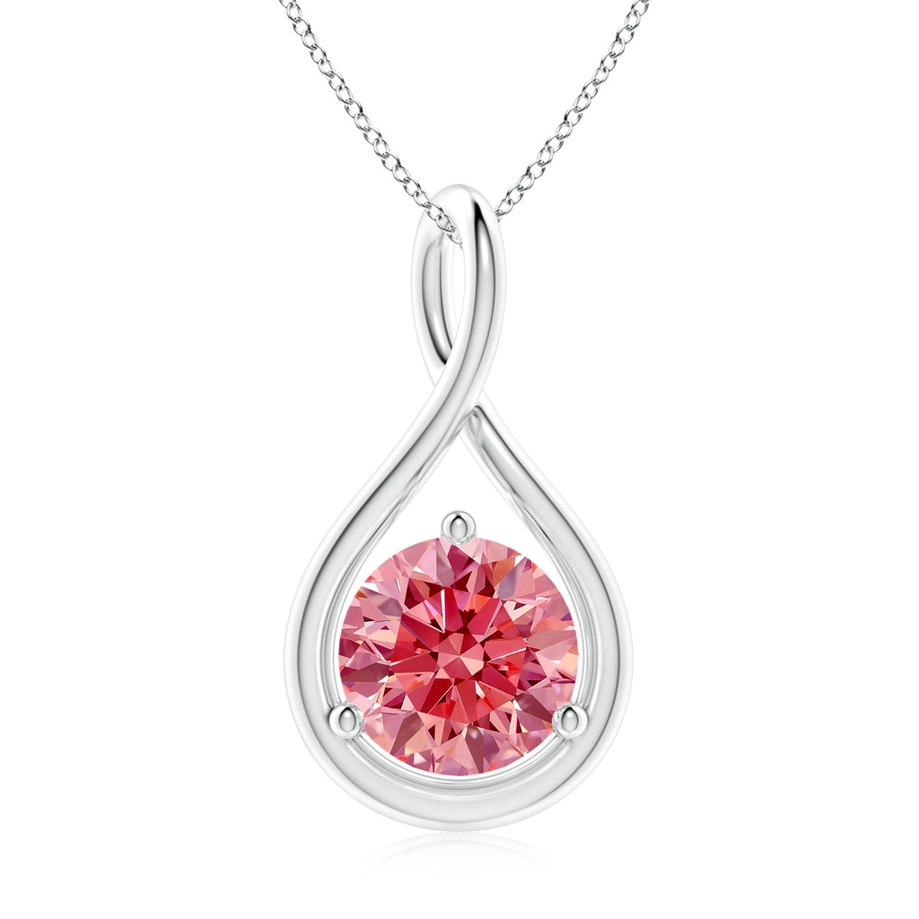 8mm Labgrown Solitaire Round Lab-Grown Fancy Intense Pink Diamond Infinity Twist Pendant in White Gold