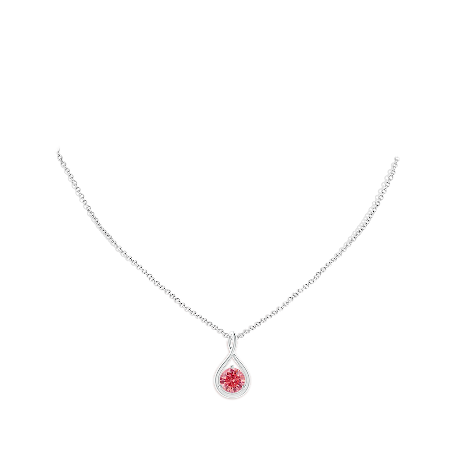 8mm Labgrown Solitaire Round Lab-Grown Fancy Intense Pink Diamond Infinity Twist Pendant in White Gold pen