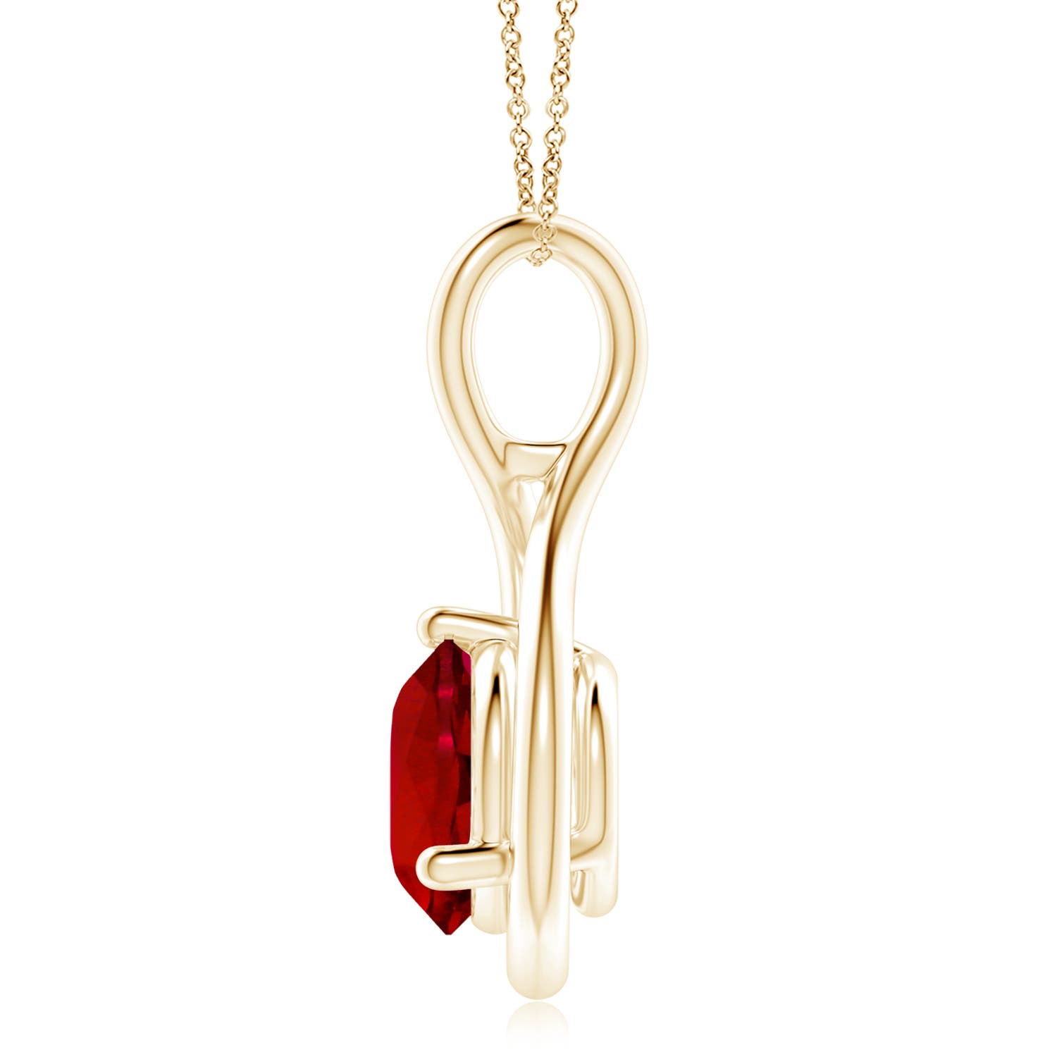 10mm Labgrown Lab-Grown Solitaire Round Ruby Infinity Twist Pendant in 18K Yellow Gold