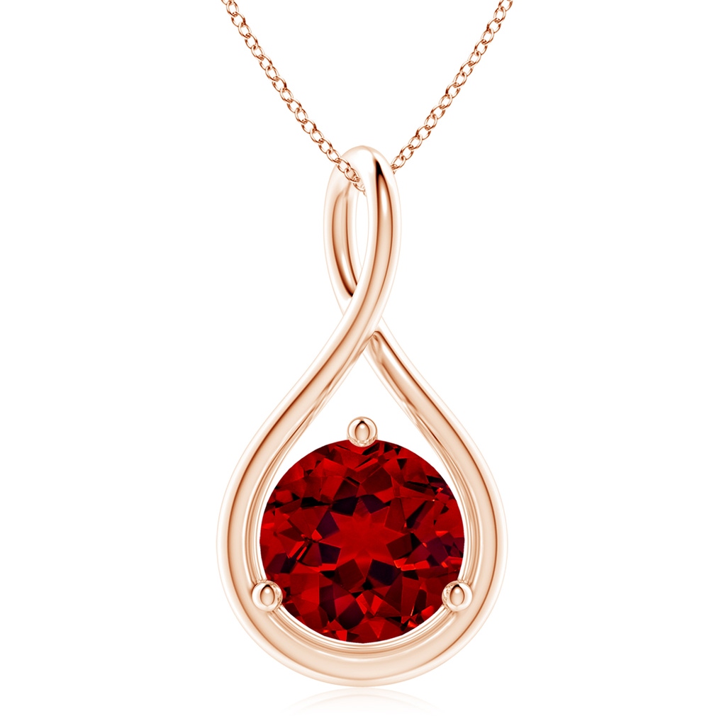 10mm Labgrown Lab-Grown Solitaire Round Ruby Infinity Twist Pendant in Rose Gold