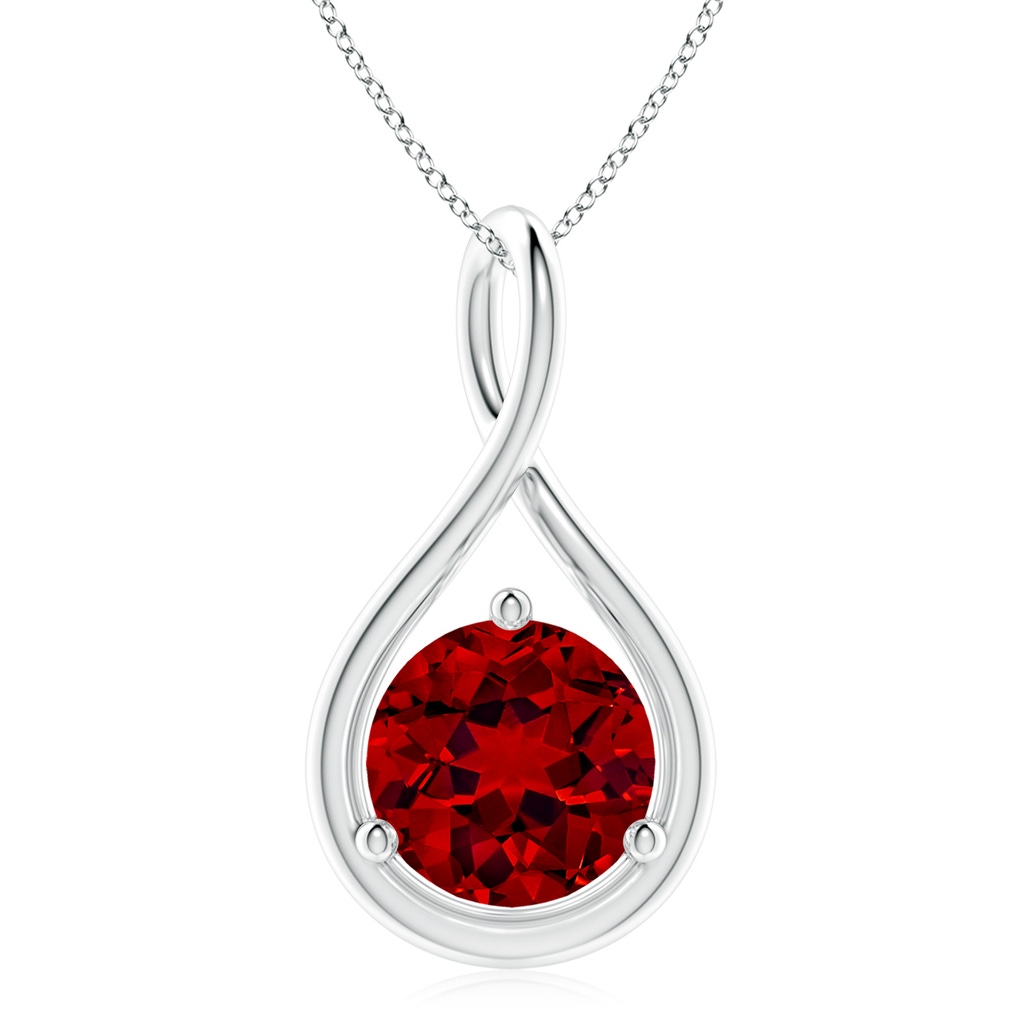 10mm Labgrown Lab-Grown Solitaire Round Ruby Infinity Twist Pendant in White Gold