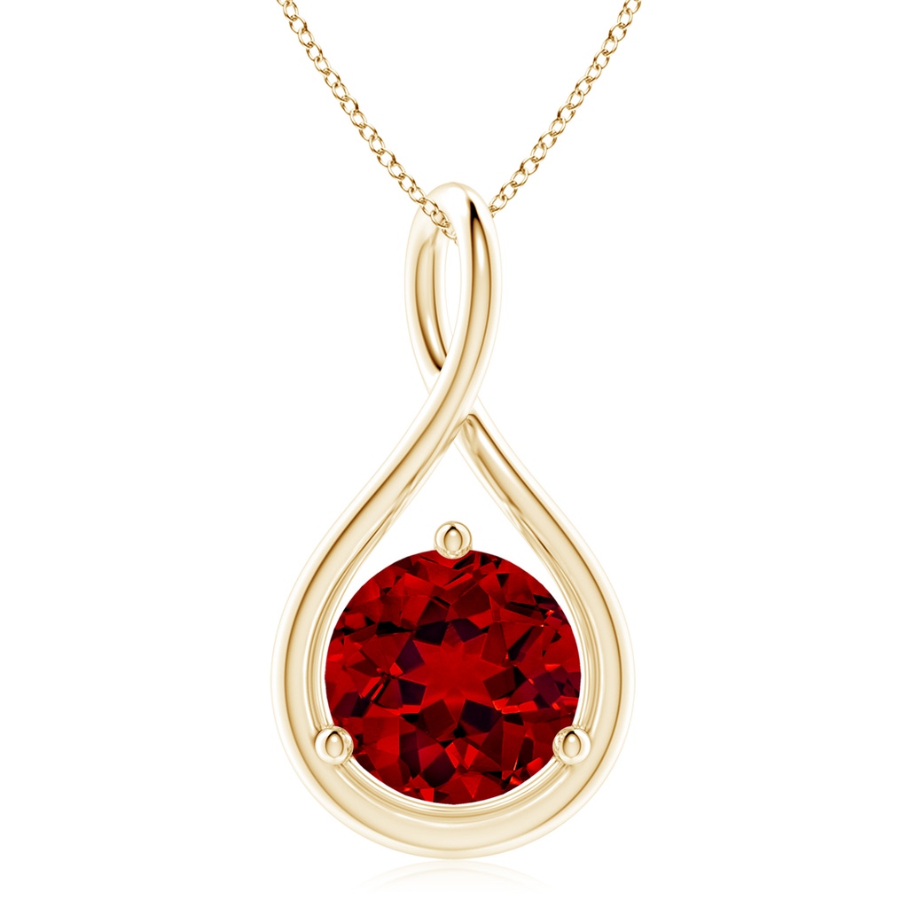 10mm Labgrown Lab-Grown Solitaire Round Ruby Infinity Twist Pendant in Yellow Gold