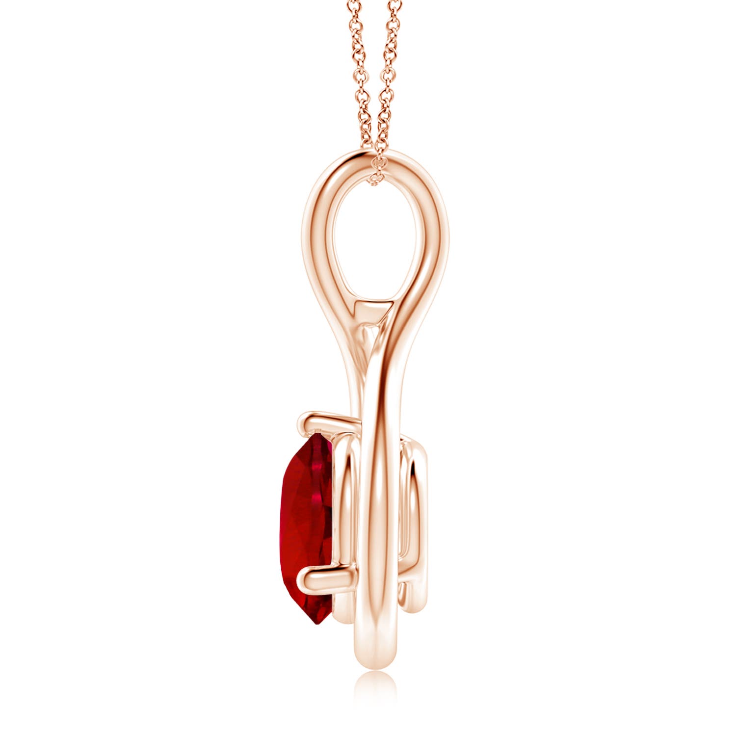 8mm Labgrown Lab-Grown Solitaire Round Ruby Infinity Twist Pendant in 18K Rose Gold