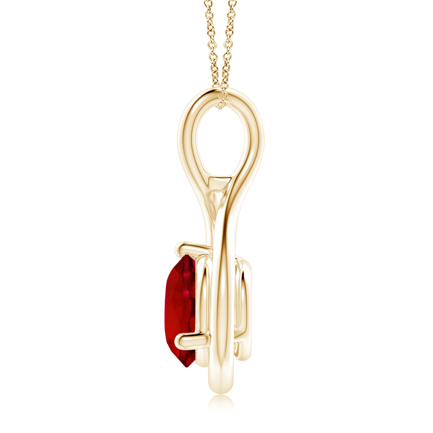 8mm Labgrown Lab-Grown Solitaire Round Ruby Infinity Twist Pendant in 18K Yellow Gold