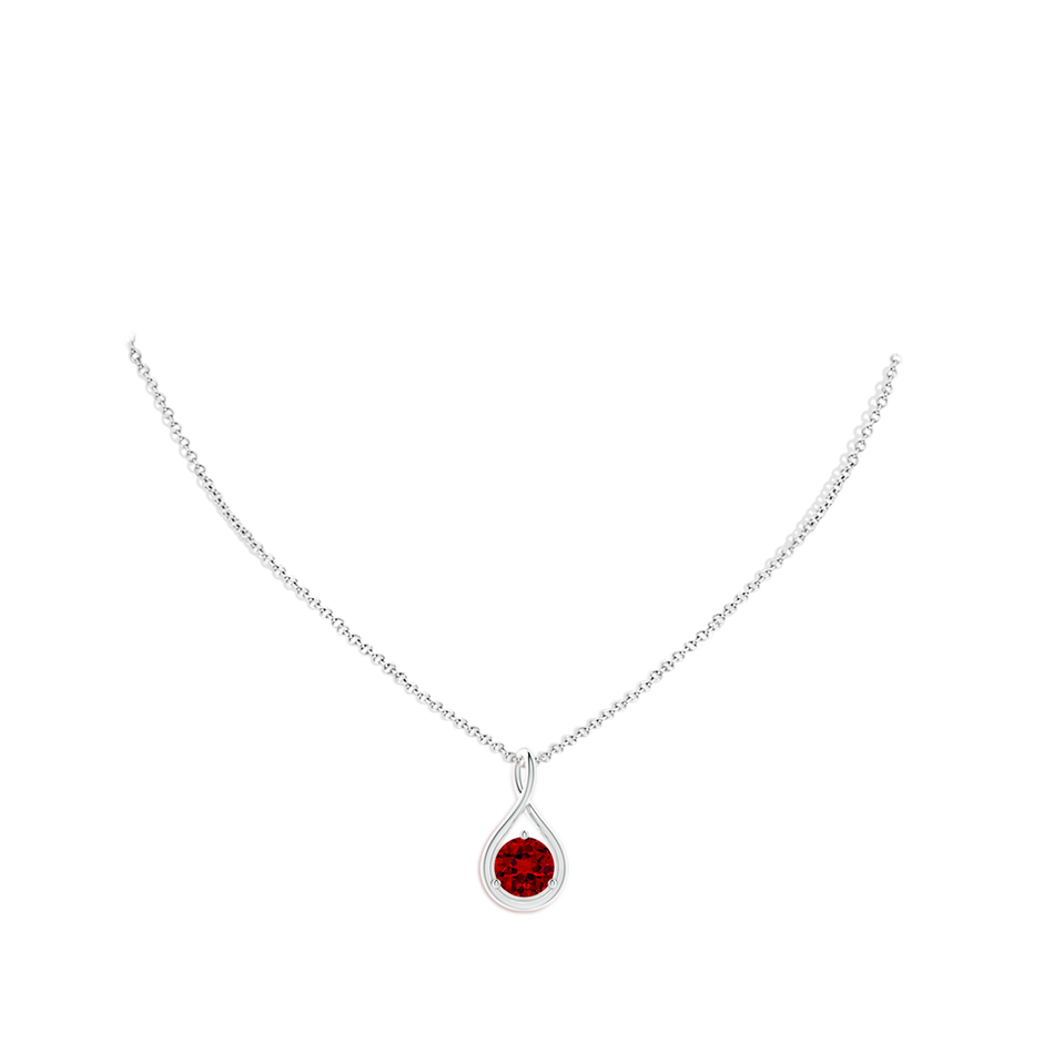 8mm Labgrown Lab-Grown Solitaire Round Ruby Infinity Twist Pendant in S999 Silver pen