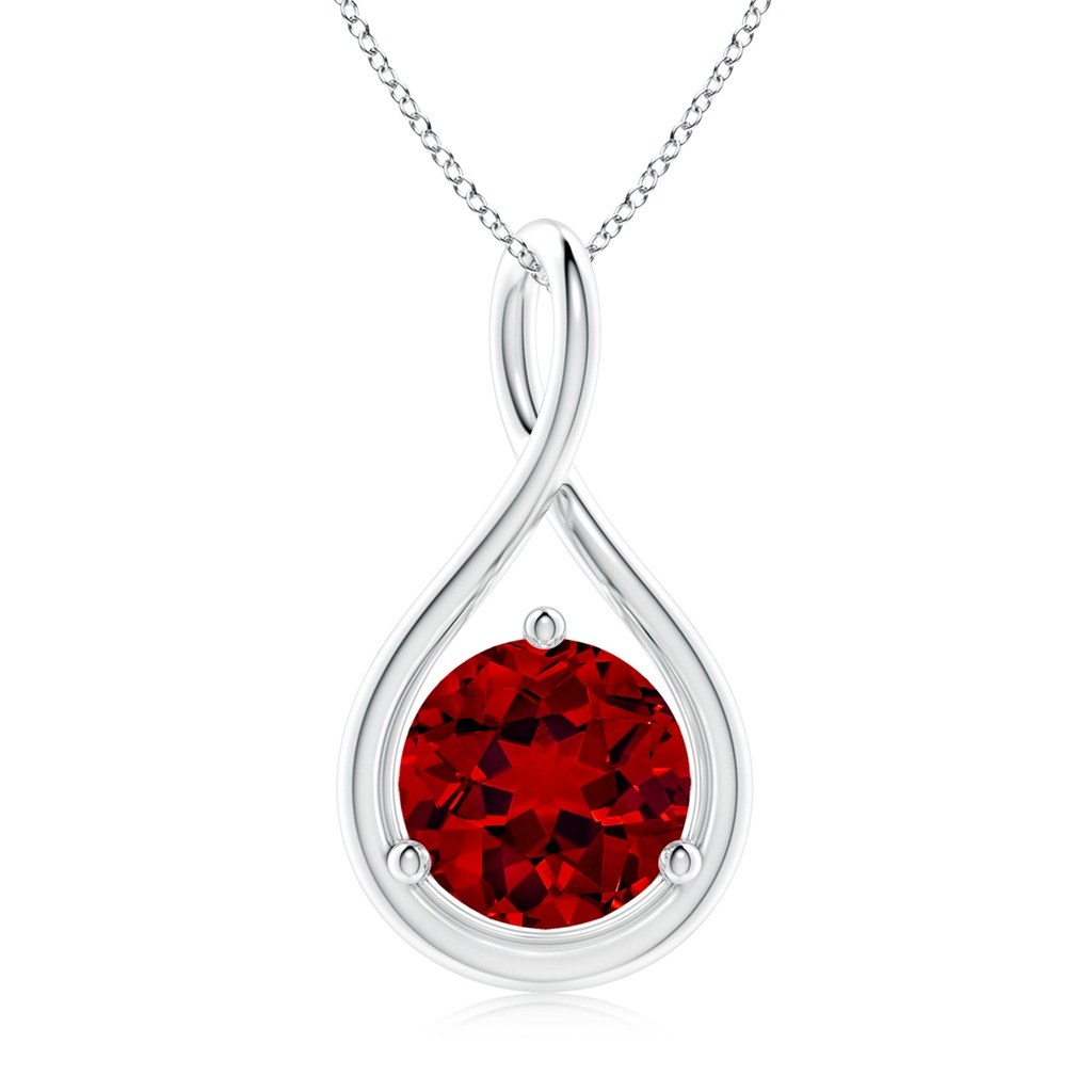 9mm Labgrown Lab-Grown Solitaire Round Ruby Infinity Twist Pendant in S999 Silver
