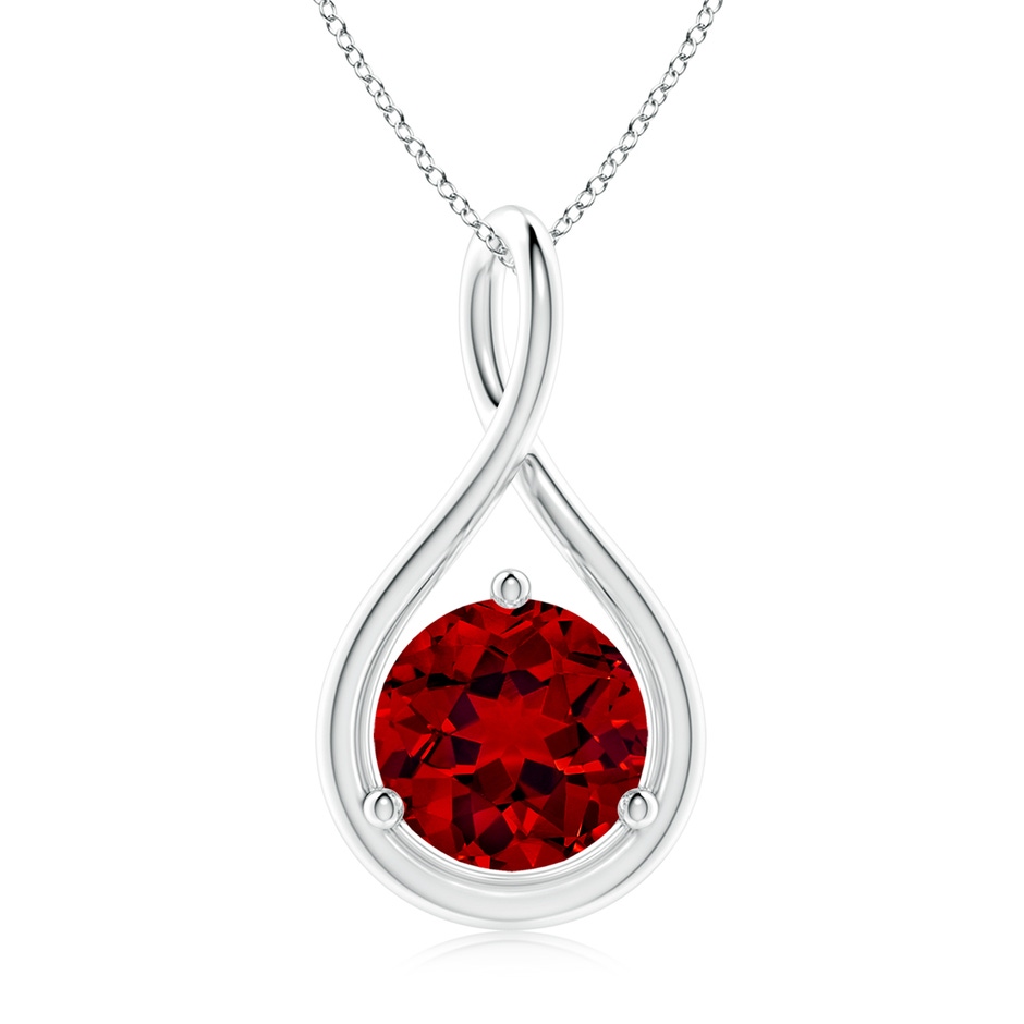 9mm Labgrown Lab-Grown Solitaire Round Ruby Infinity Twist Pendant in White Gold 