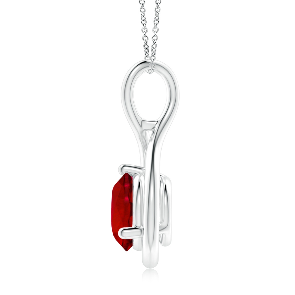 9mm Labgrown Lab-Grown Solitaire Round Ruby Infinity Twist Pendant in White Gold - side 199