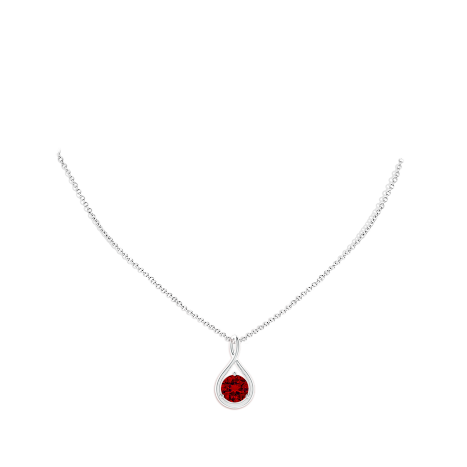 9mm Labgrown Lab-Grown Solitaire Round Ruby Infinity Twist Pendant in White Gold pen