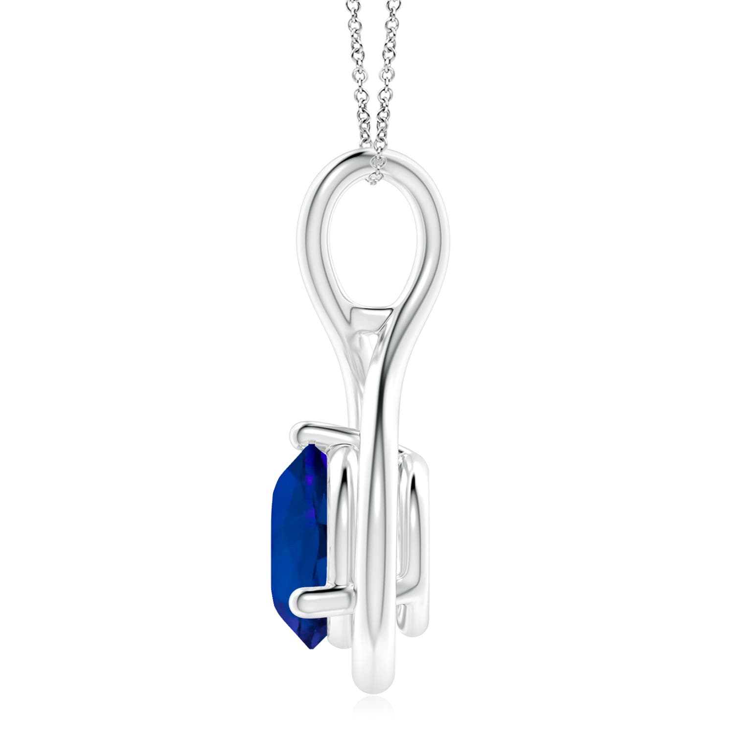 10mm Labgrown Lab-Grown Solitaire Round Sapphire Infinity Twist Pendant in 18K White Gold