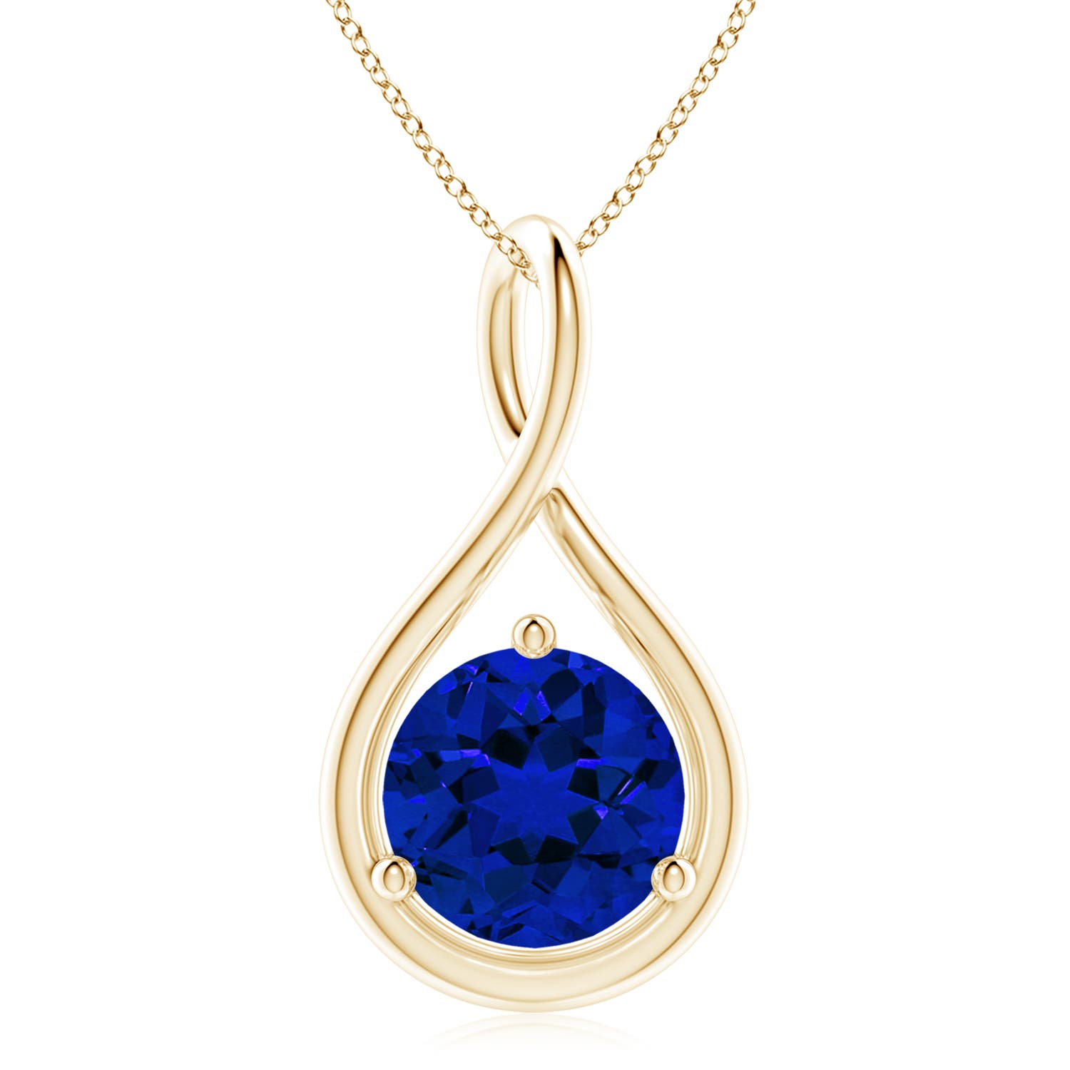 10mm Labgrown Lab-Grown Solitaire Round Sapphire Infinity Twist Pendant in 18K Yellow Gold