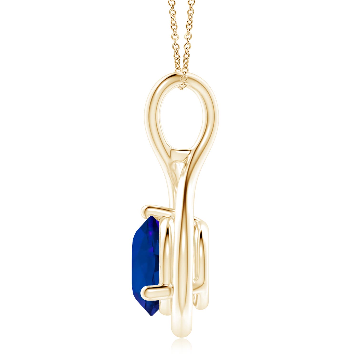 10mm Labgrown Lab-Grown Solitaire Round Sapphire Infinity Twist Pendant in 18K Yellow Gold