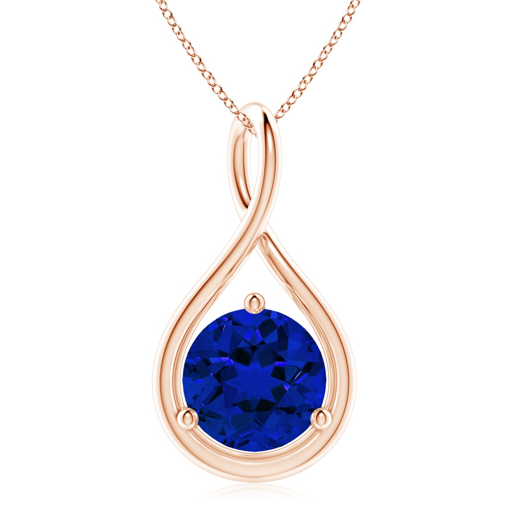 10mm Labgrown Lab-Grown Solitaire Round Sapphire Infinity Twist Pendant in Rose Gold
