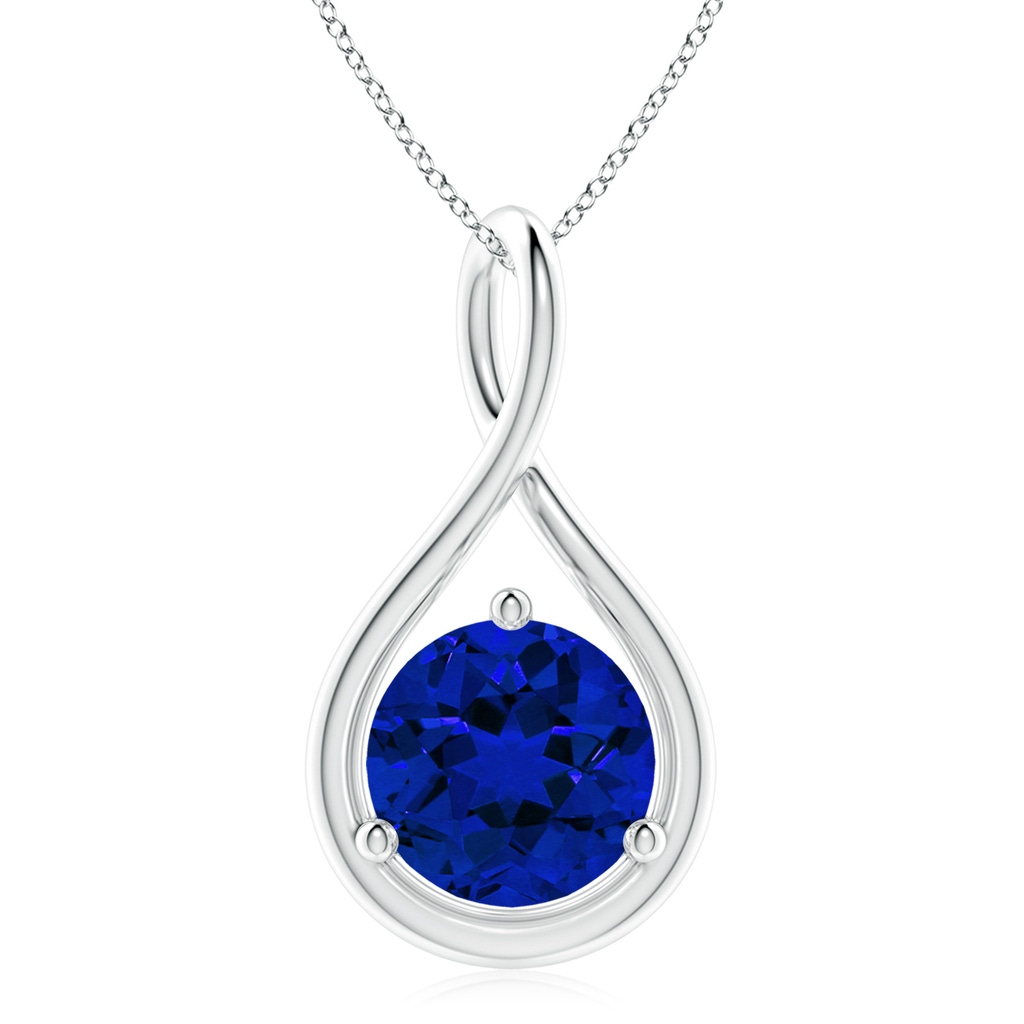 10mm Labgrown Lab-Grown Solitaire Round Sapphire Infinity Twist Pendant in S999 Silver
