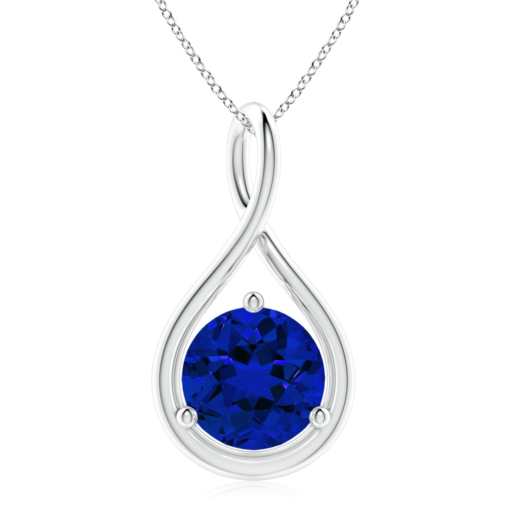 10mm Labgrown Lab-Grown Solitaire Round Sapphire Infinity Twist Pendant in White Gold