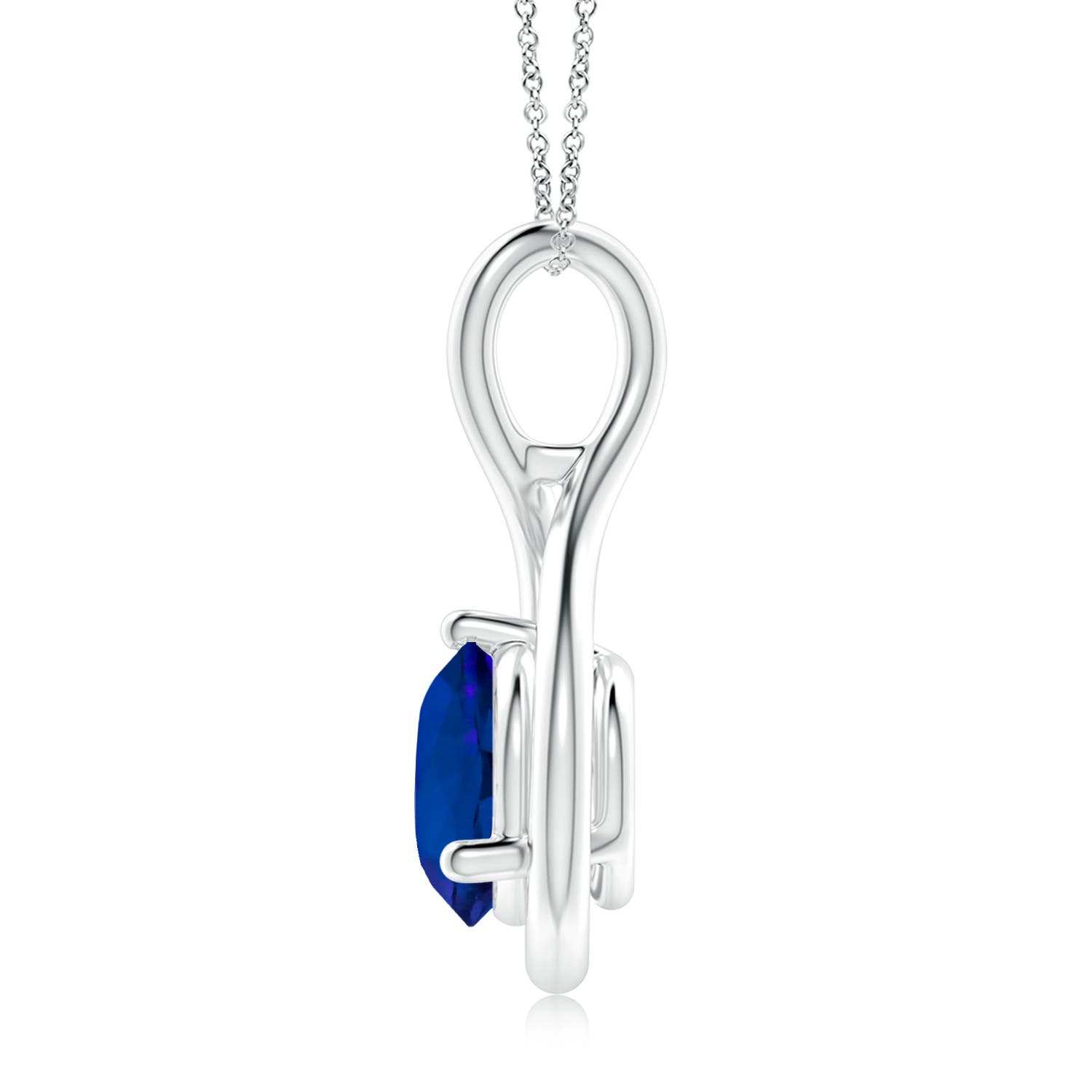 8mm Labgrown Lab-Grown Solitaire Round Sapphire Infinity Twist Pendant in 18K White Gold