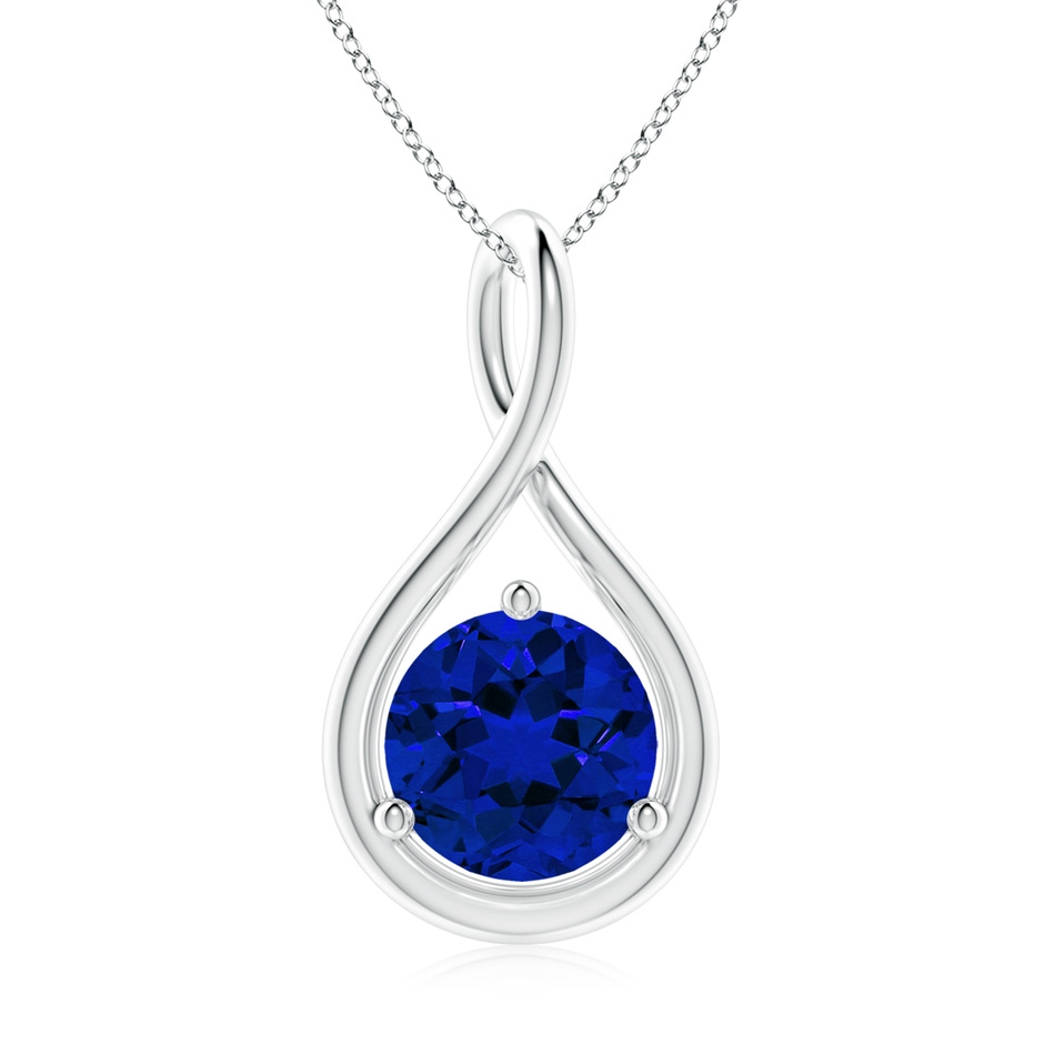 8mm Labgrown Lab-Grown Solitaire Round Sapphire Infinity Twist Pendant in P950 Platinum 