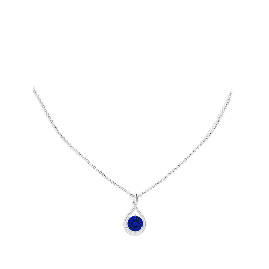 8mm Labgrown Lab-Grown Solitaire Round Sapphire Infinity Twist Pendant in P950 Platinum pen