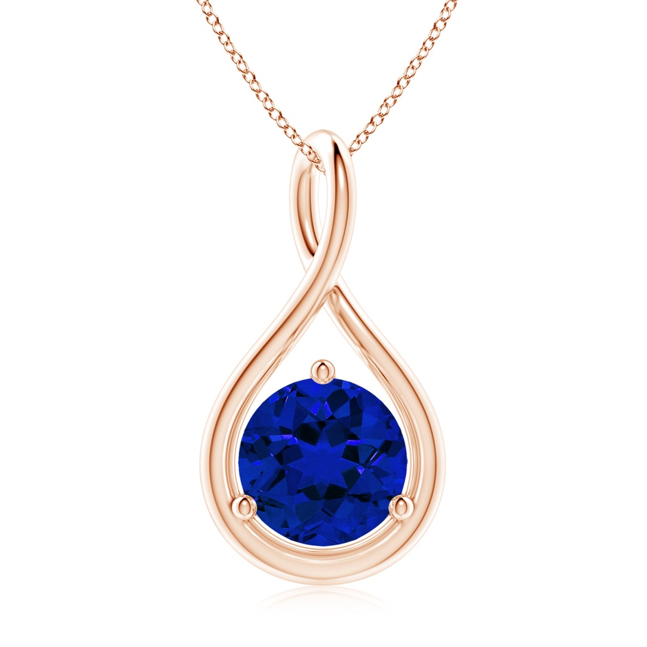 8mm Labgrown Lab-Grown Solitaire Round Sapphire Infinity Twist Pendant in Rose Gold 