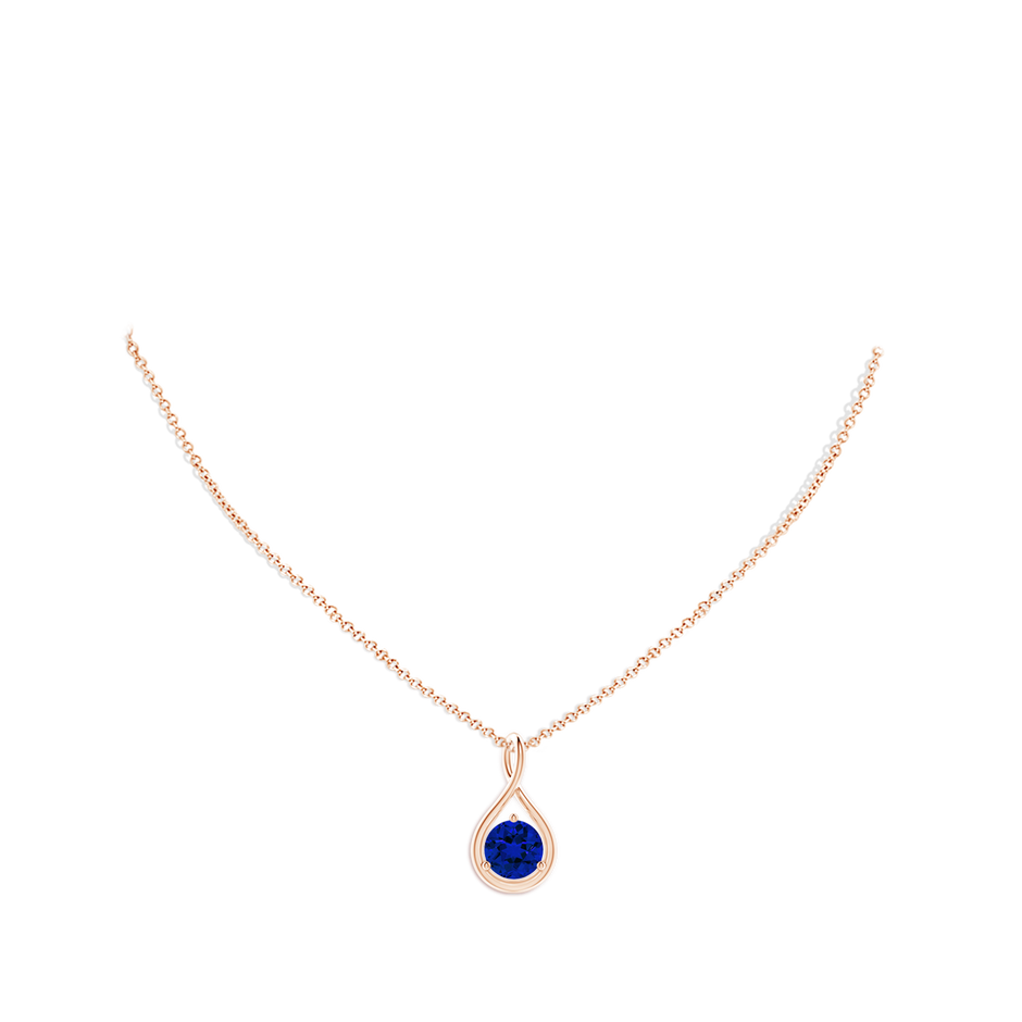 8mm Labgrown Lab-Grown Solitaire Round Sapphire Infinity Twist Pendant in Rose Gold pen