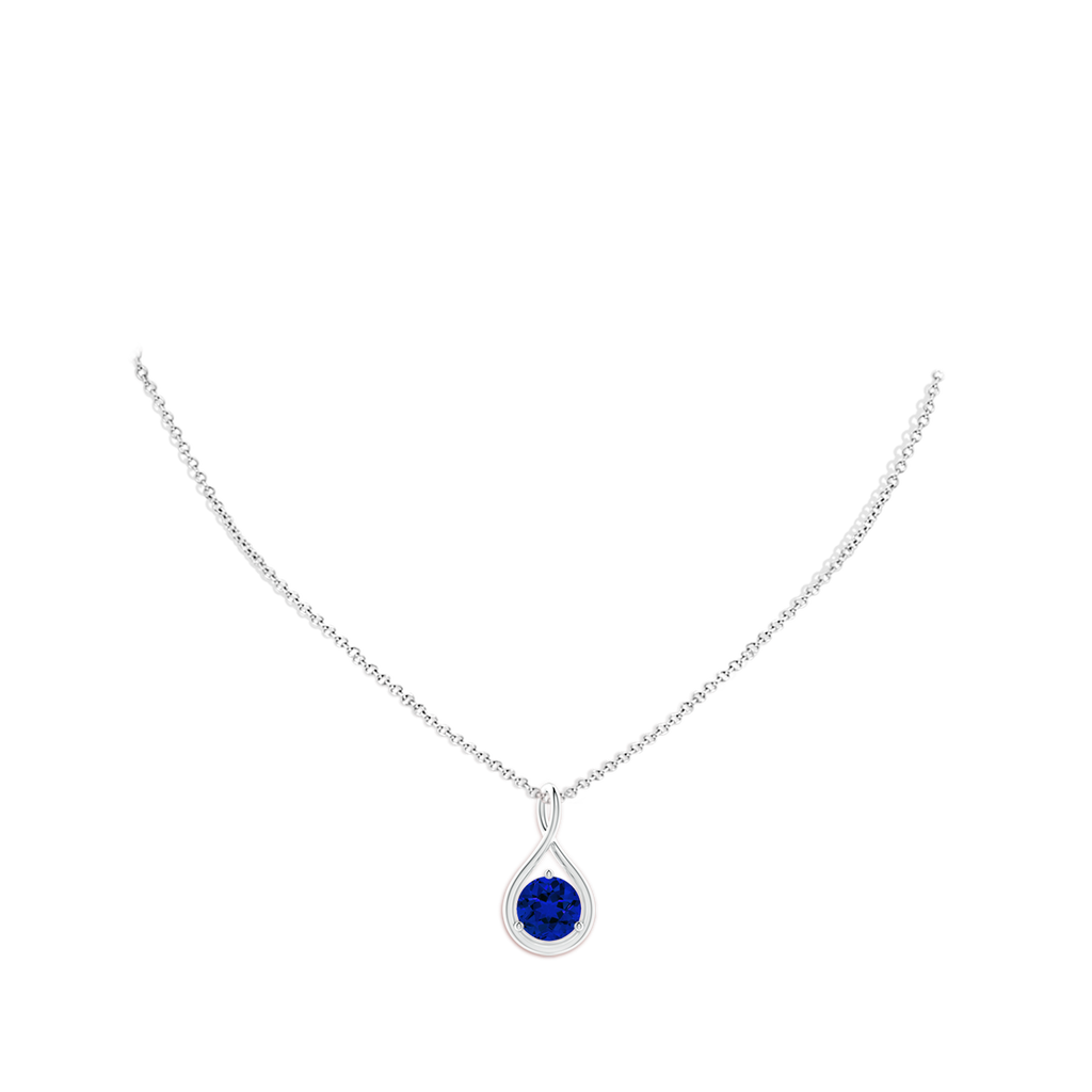 9mm Labgrown Lab-Grown Solitaire Round Sapphire Infinity Twist Pendant in White Gold pen