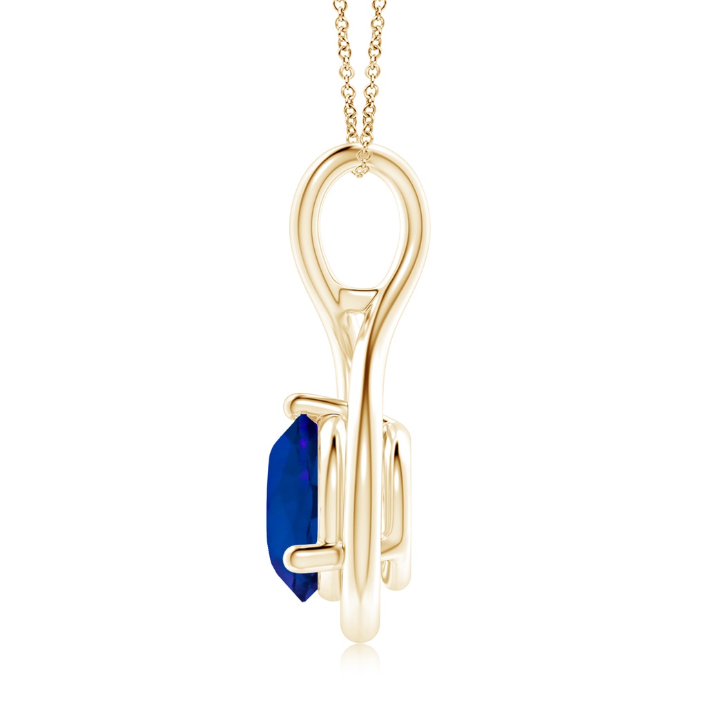 9mm Labgrown Lab-Grown Solitaire Round Sapphire Infinity Twist Pendant in Yellow Gold - side 199