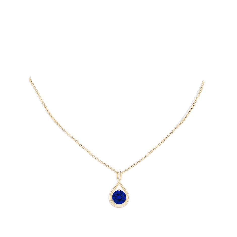 9mm Labgrown Lab-Grown Solitaire Round Sapphire Infinity Twist Pendant in Yellow Gold pen