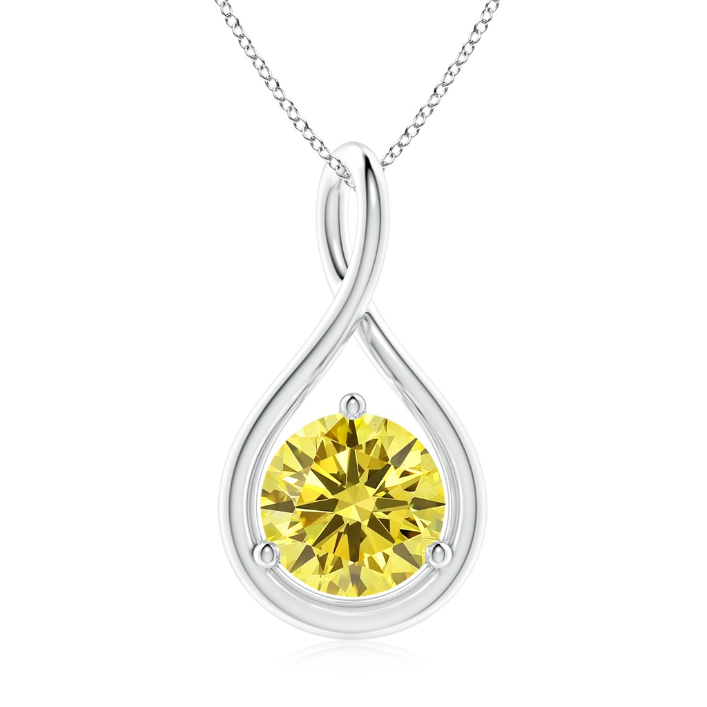 8mm Labgrown Solitaire Round Lab-Grown Fancy Intense Yellow Diamond Infinity Twist Pendant in White Gold