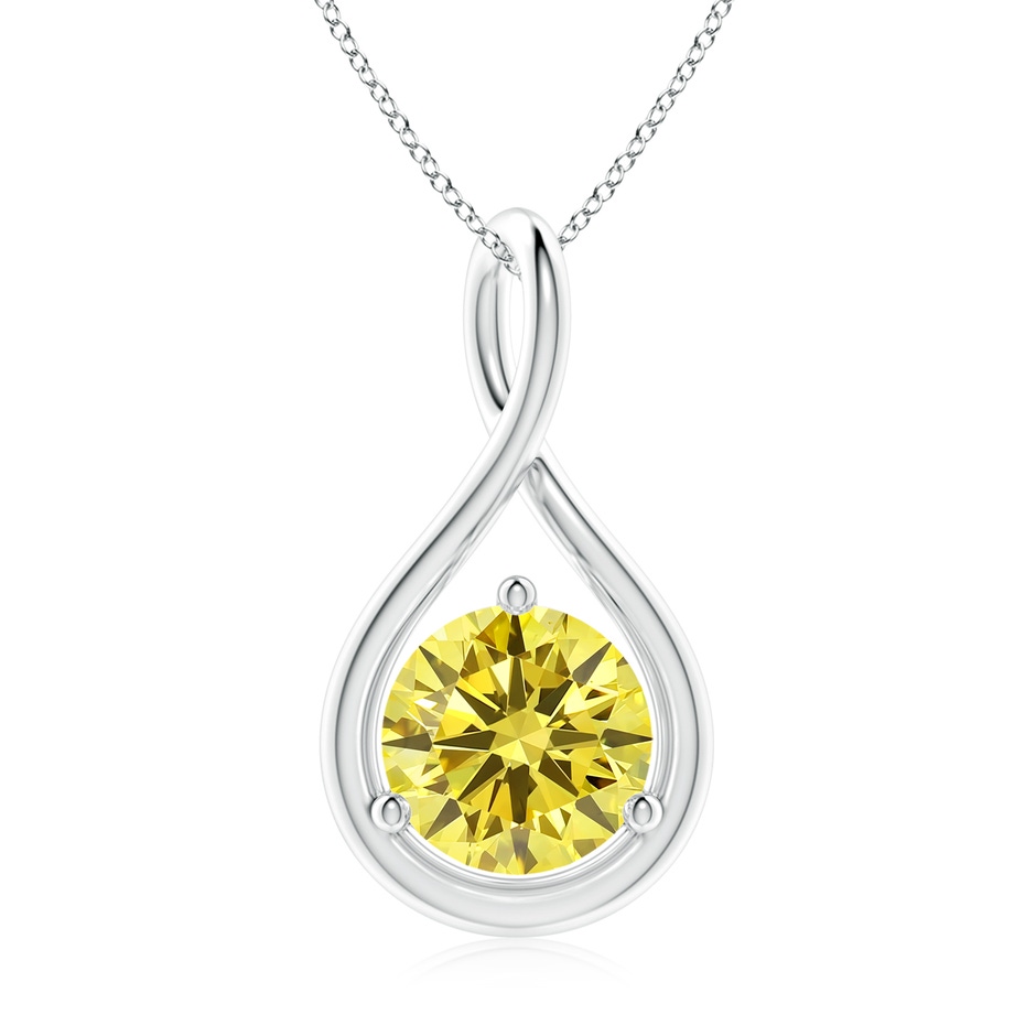 8mm Labgrown Solitaire Round Lab-Grown Fancy Intense Yellow Diamond Infinity Twist Pendant in White Gold 