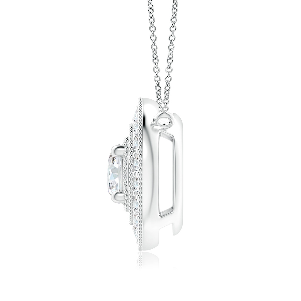 6.4mm FGVS Lab-Grown Vintage Style Diamond Halo Pendant with Milgrain Detailing in White Gold - side 199