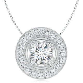 8mm FGVS Lab-Grown Vintage Style Diamond Halo Pendant with Milgrain Detailing in P950 Platinum