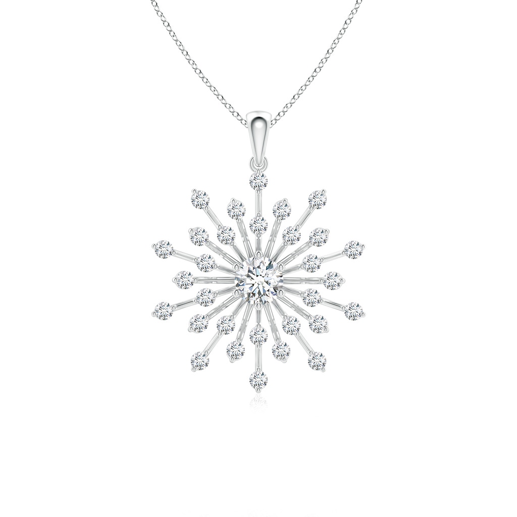 4.5mm FGVS Lab-Grown Prong-Set Diamond Sunburst Pendant in 18K White Gold