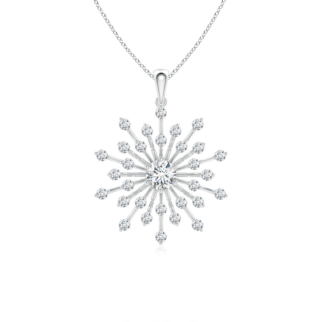 4.5mm FGVS Lab-Grown Prong-Set Diamond Sunburst Pendant in 18K White Gold