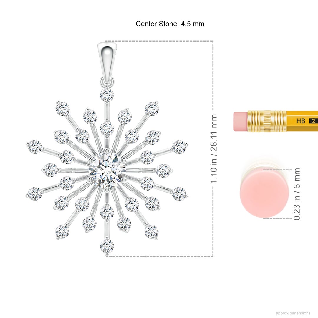4.5mm FGVS Lab-Grown Prong-Set Diamond Sunburst Pendant in 18K White Gold - ruler