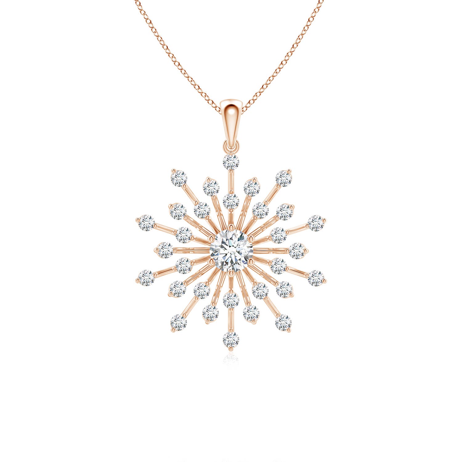 4.5mm FGVS Lab-Grown Prong-Set Diamond Sunburst Pendant in Rose Gold