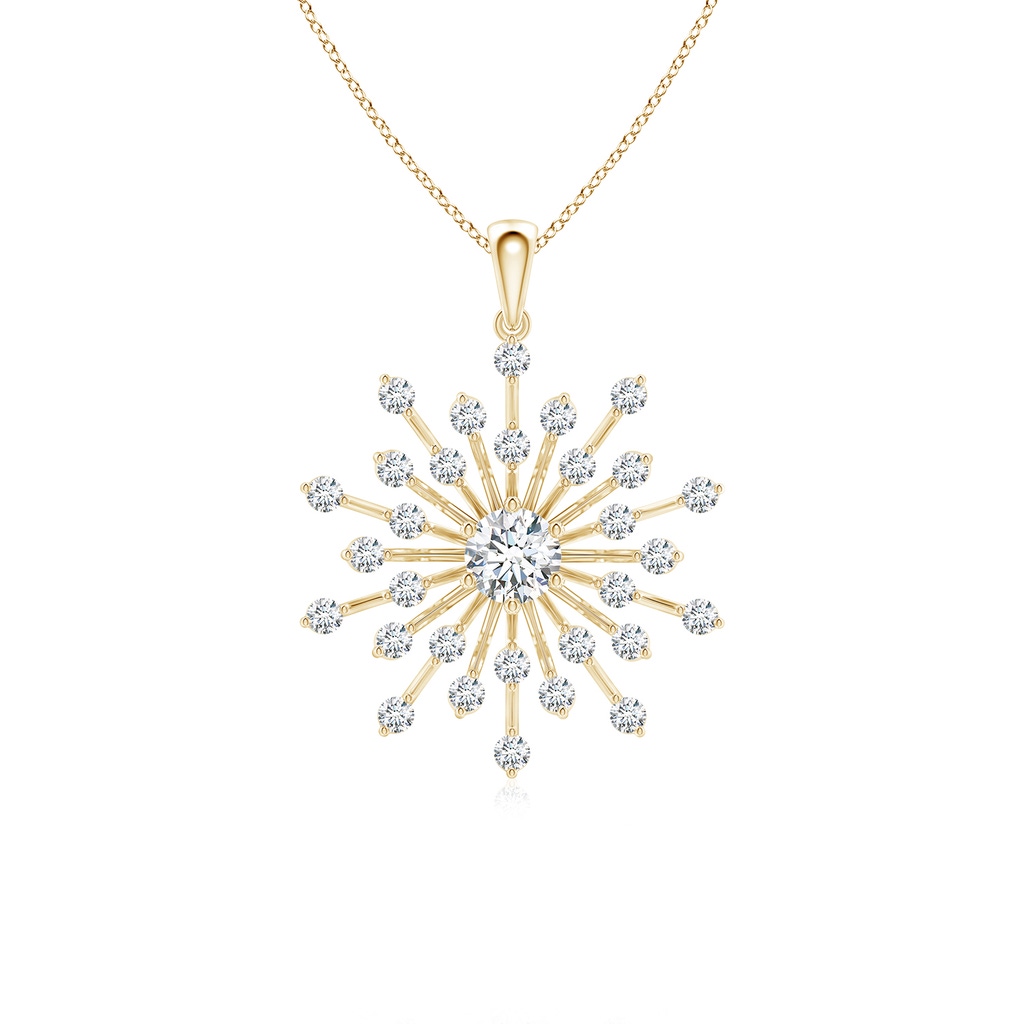4.5mm FGVS Lab-Grown Prong-Set Diamond Sunburst Pendant in Yellow Gold